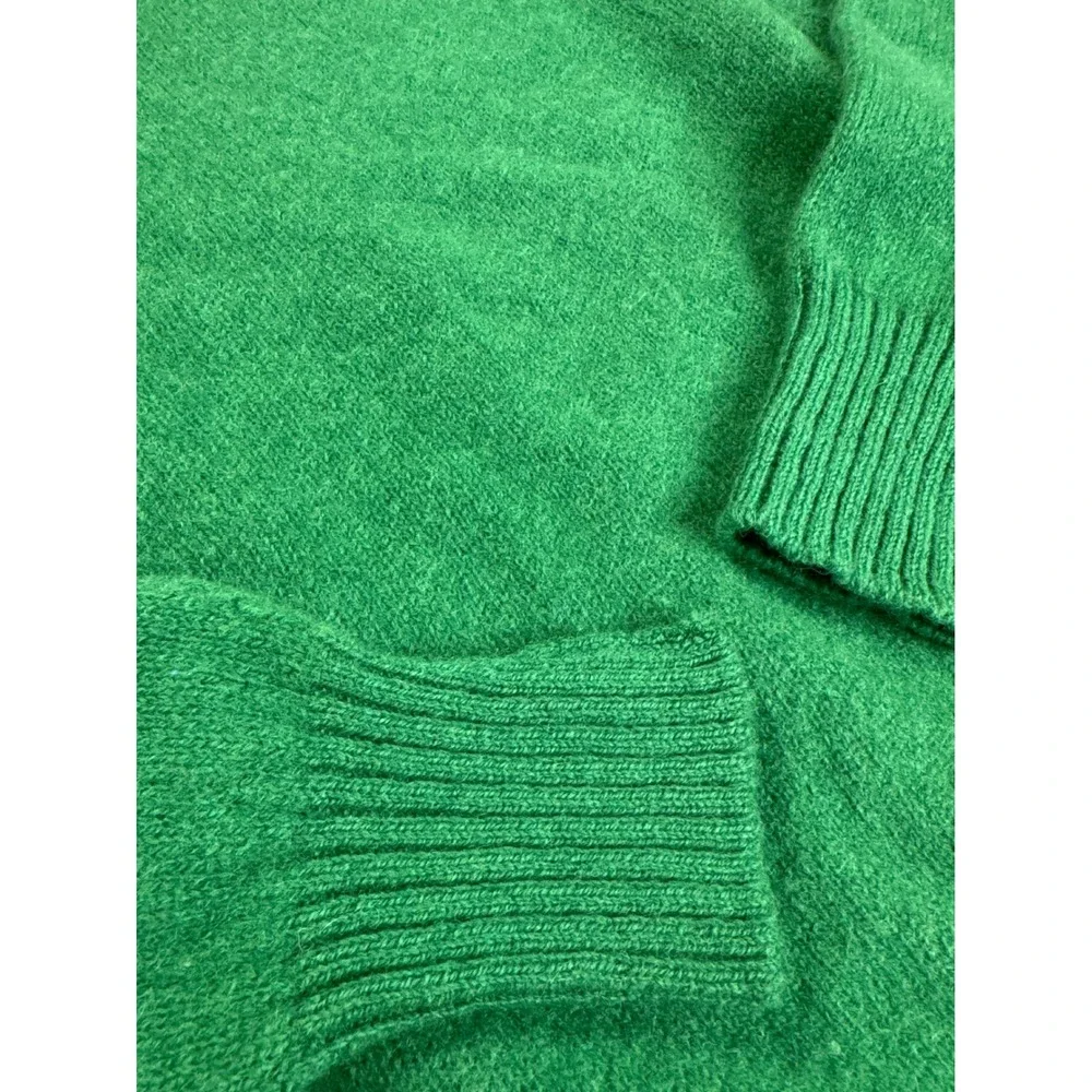 Lands' End Green Wool Sweater Made in Scotland Vintage 90s Crewneck Size 6 8 M